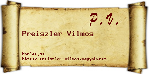 Preiszler Vilmos névjegykártya